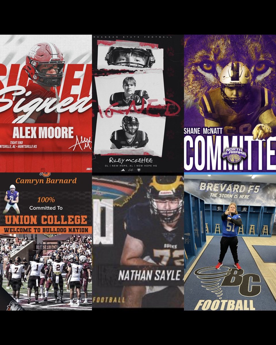 Congrats, prayers, and best wishes for these players from all of us at The Field!

Alex Moore - <a href="/JaxStateFB/">Jax State Football</a> 
Riley McGehee -<a href="/AStateFB/">Arkansas State Football</a> 
Shane McNatt -<a href="/UNAFootball/">North Alabama Football</a> 
Camryn Barnard - <a href="/UnionBulldogs/">#RepTheU</a> 
Nathan Sayle-<a href="/PennFB/">Penn Football</a> 
Braly Beutjer -<a href="/BrevardF5/">Brevard College Football 🌪</a>