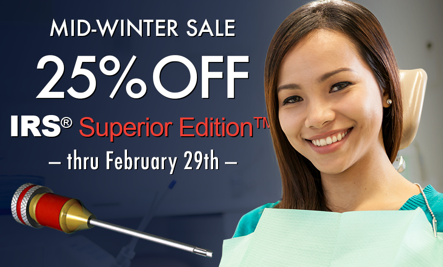 SDSwiss's tweet photo. SAVE 25% on the IRS System Kit &amp; 10% on IRS 2-Pack Refills through February 29th! Mid-Winter Sale!  https://t.co/zLwA7Dyqp7 #SDSwiss #IRS #InstrumentRemovalSystem #YearEndSale #EndodonticInstuments #Endodontic https://t.co/HdjG94cga5