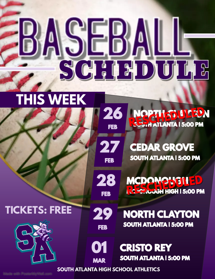 SAtl_athletics's tweet photo. Updated Baseball schedule for this week! https://t.co/KysjzNEeko