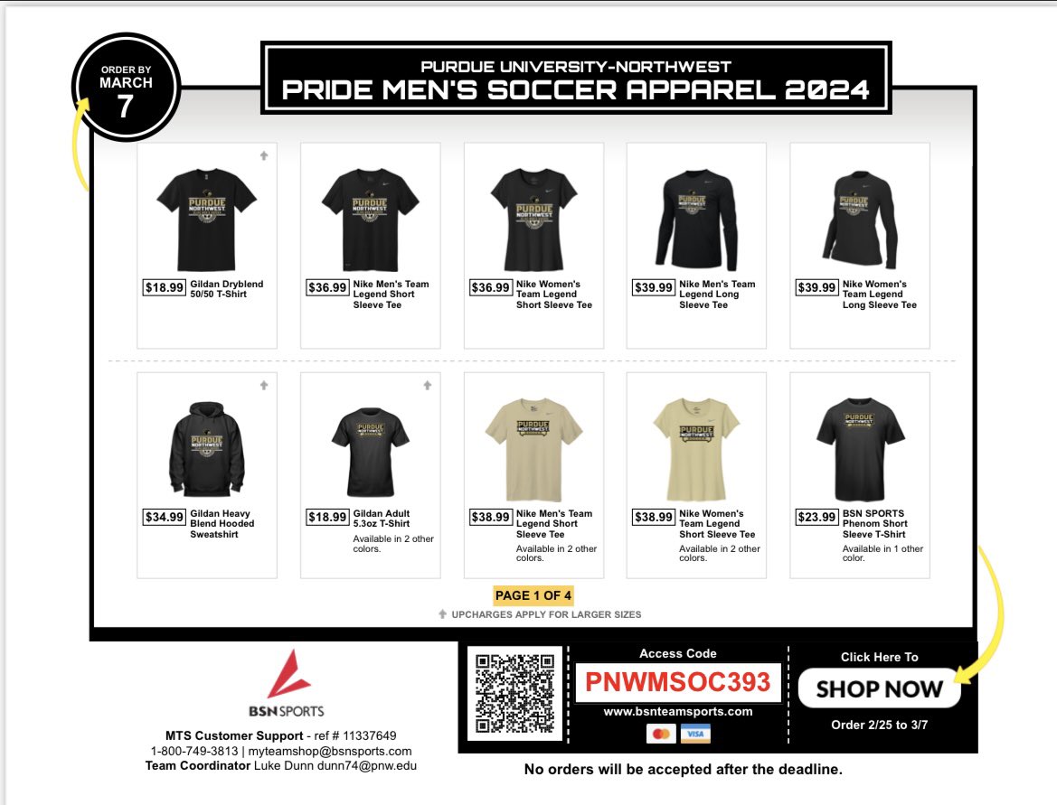 Our team store is officially up and running! Grab some apparel to show your support for the team before time runs out! 
bsnteamsports.com/shop/PNWMSOC393