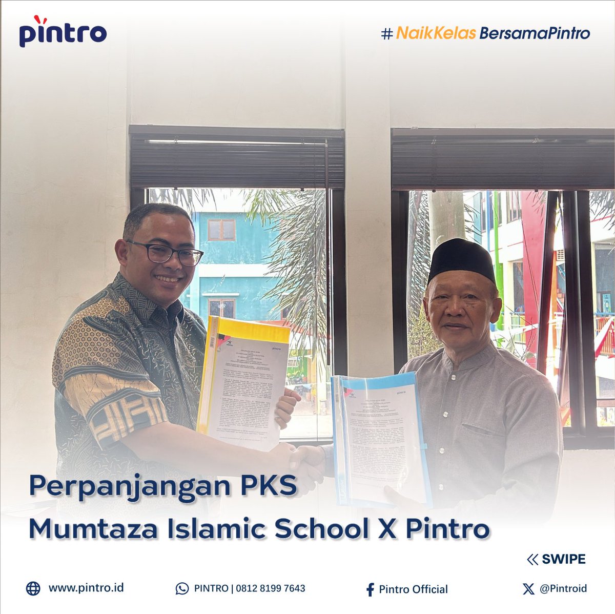 PintroId's tweet photo. Setelah 3 thn menjalankan transformasi digital dengan sukses terkait sistem admission, akademik, LMS, penilaian, raport hingga proses penagihan dan pembayaran secara online, Kini Mumtaza Islamic School bersama Pintro melanjutkan perpanjangan kerjasama untuk periode 2024 - 2029. https://t.co/VWeTZ6Fxnk