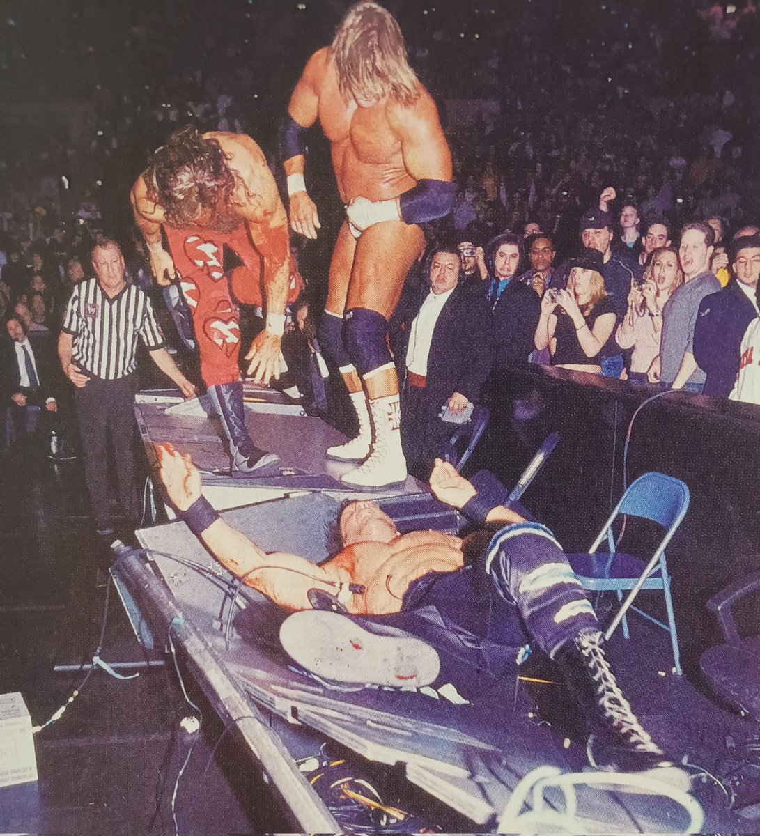 One of the greatest triple threat bouts in WWE history,with the
