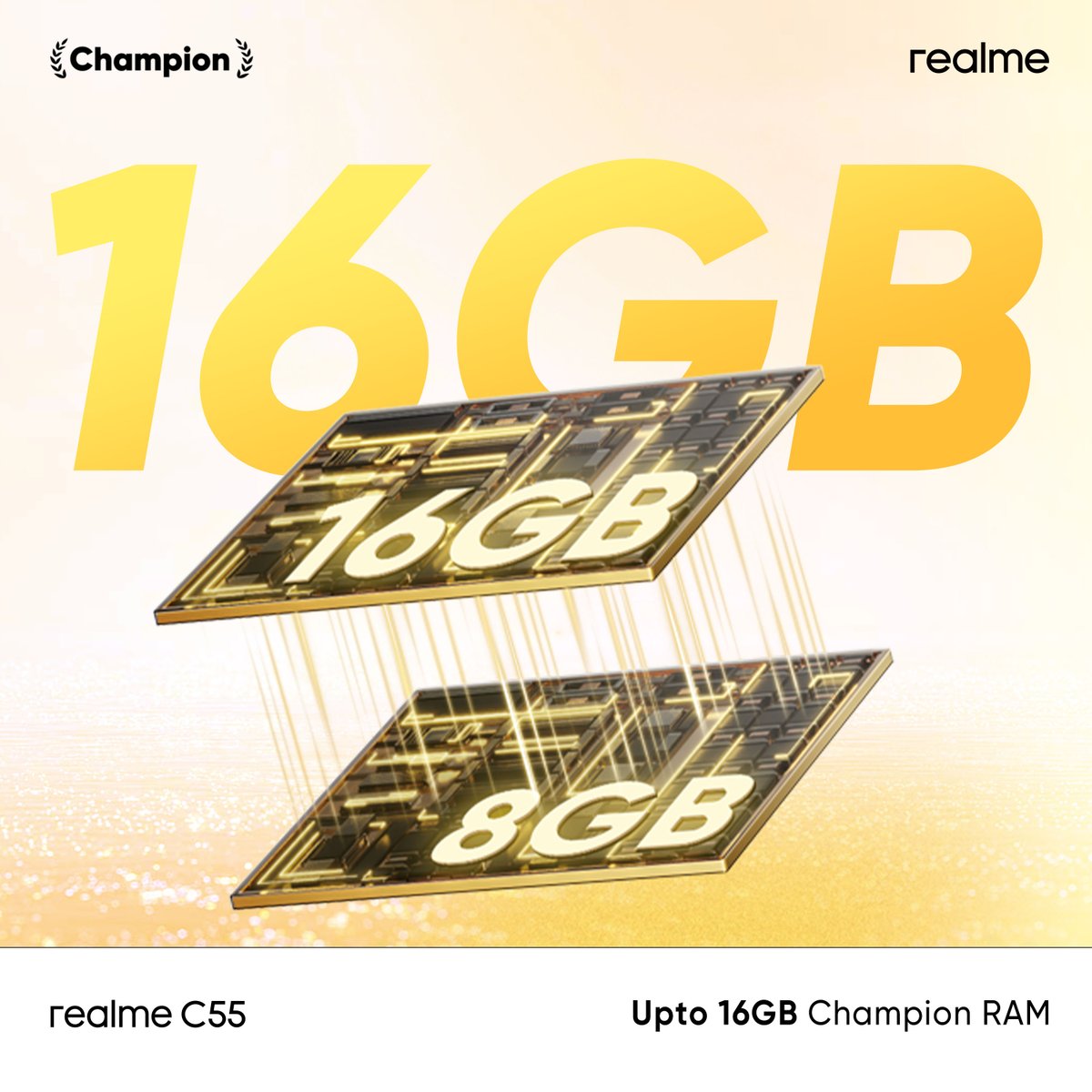 Unleash the power of 16GB dynamic RAM and 256GB champion memory on the Realme C55! 💪🚀 #realmeC55 #ChampionCamera #ChampionMemory