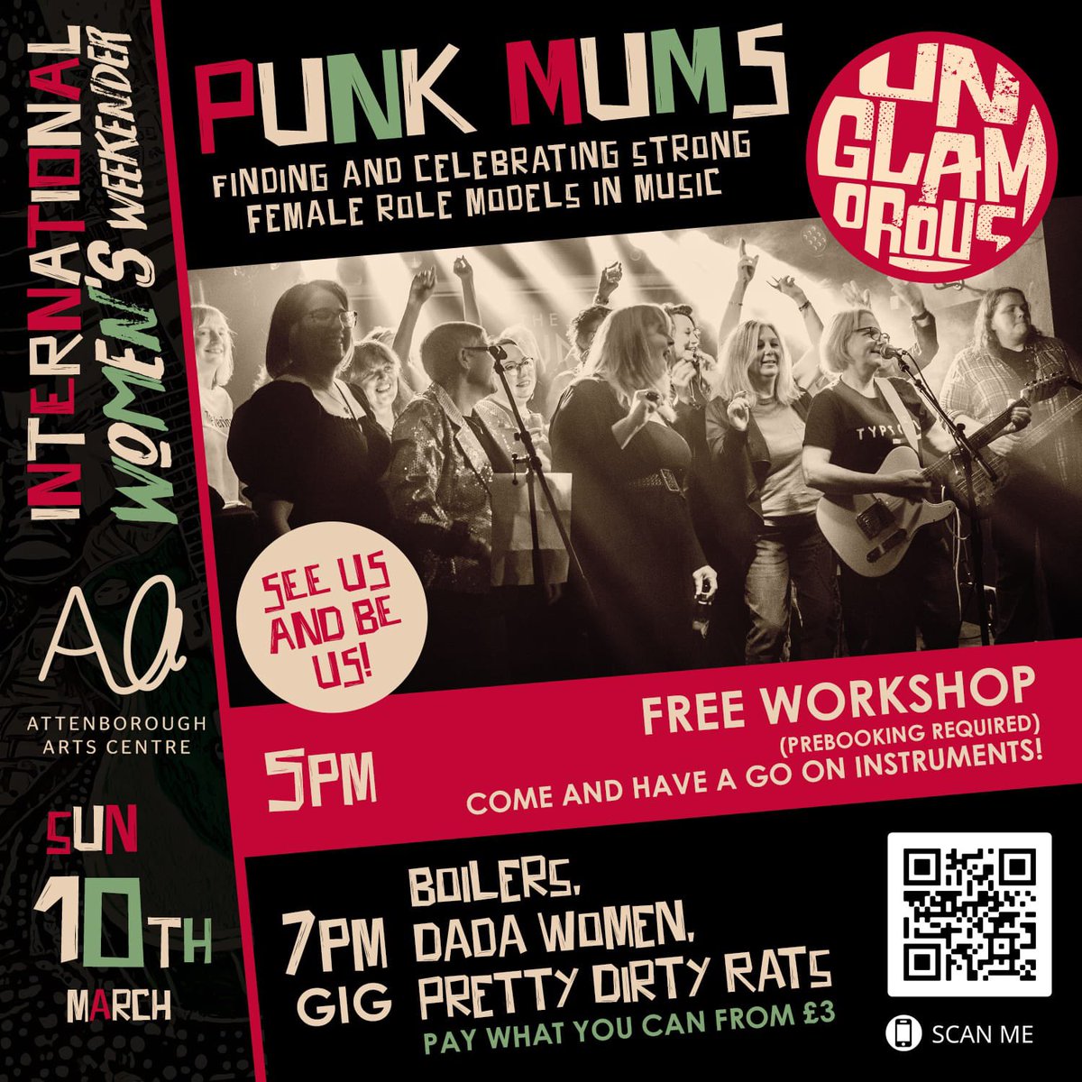 It’s less than two weeks to the @unglamorous2022 International Women’s Day weekender here in Leicester. Featuring all the Unglam bands, all women bands, at three venues, over three days. We’re on Sunday at @AttenboroughAC and you can sign up for a women’s workshop.