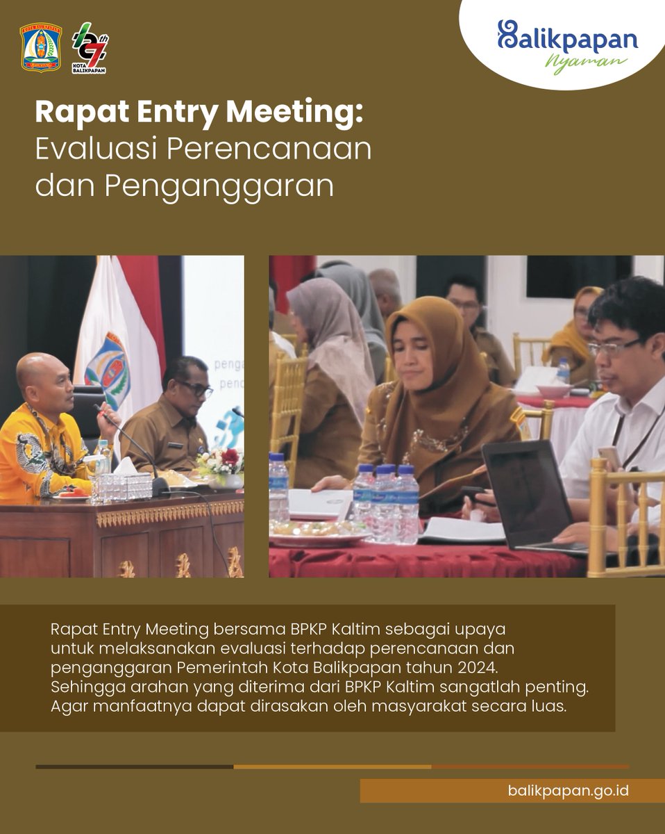 Sekretaris Daerah Balikpapan Muhaimin menyampaikan bahwa kegiatan ini penting sebagai upaya untuk melaksanakan evaluasi terhadap perencanaan dan penganggaran Pemerintah Kota Balikpapan tahun 2024. 
#welovebalikpapan
#balikpapannyaman
#balikpapan127