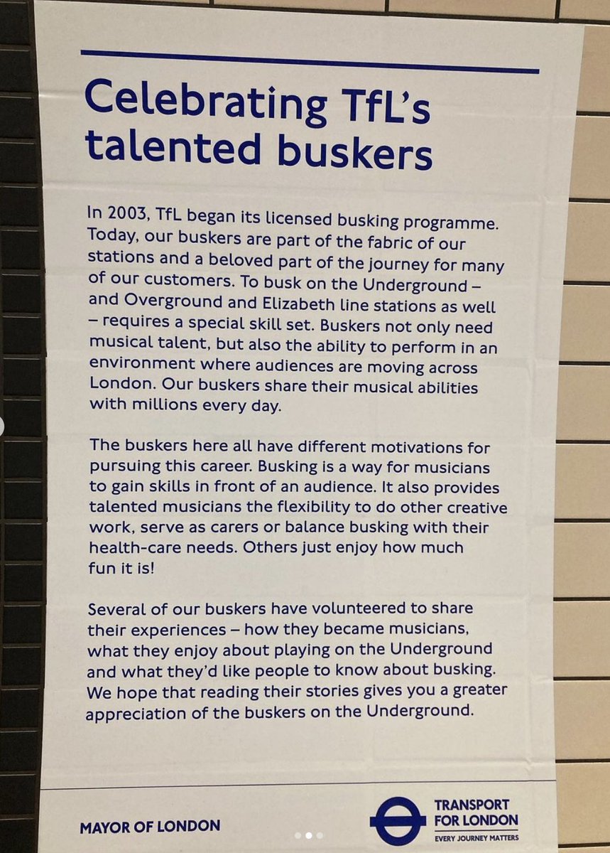 'I love @TFL busking. Never been so free playing my guitar, and it's a unique opportunity to watch daily life in London and the different and diverse people that commute every day. I’m also happy to make commuting a bit more uplifting!' - @joefranco.music