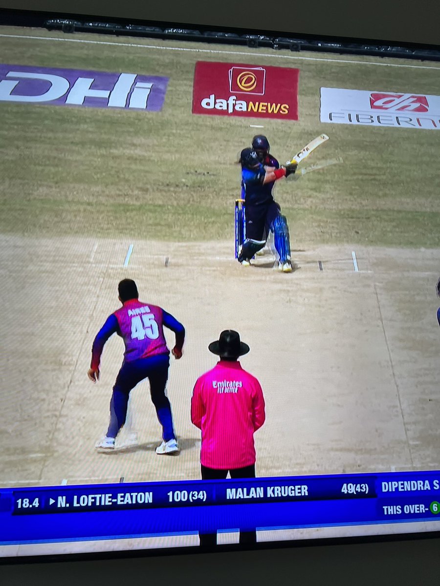 JN.Loftie-Eaton Broke the faster ever T20i Hundred!! Of Just 33 balls 🔥Mind blogging power hitting there! What an innings 🎊 Nepal need a huge task in the chase 😱 #nepvnam #triseries #t20i