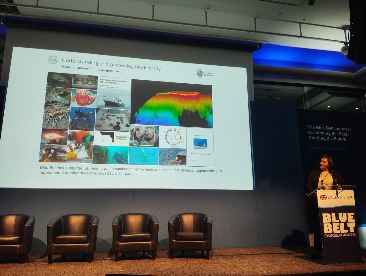 Day 1 of the #BlueBeltSymposium24 flew by with amazing opening speeches from all UK OTs. #StHelena was showcased in a fun way (#Napoleon riding a whale shark) but the message of just how far we've come in so many areas of marine management thanks to the Blue Belt was conveyed.