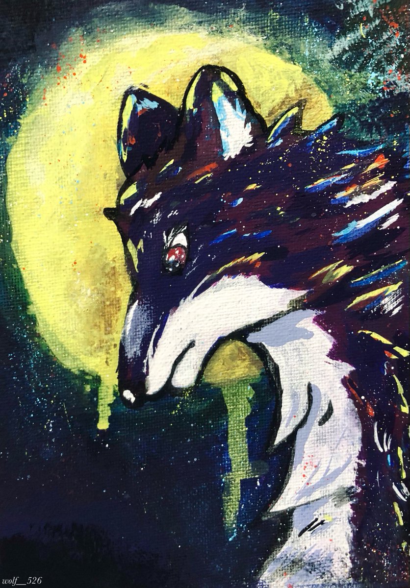 満月
#ヴォルフのアート #狼 #アクリル画 #アクリルガッシュ #wolf #wildlifeart #wolfart #art #acrylicpainting