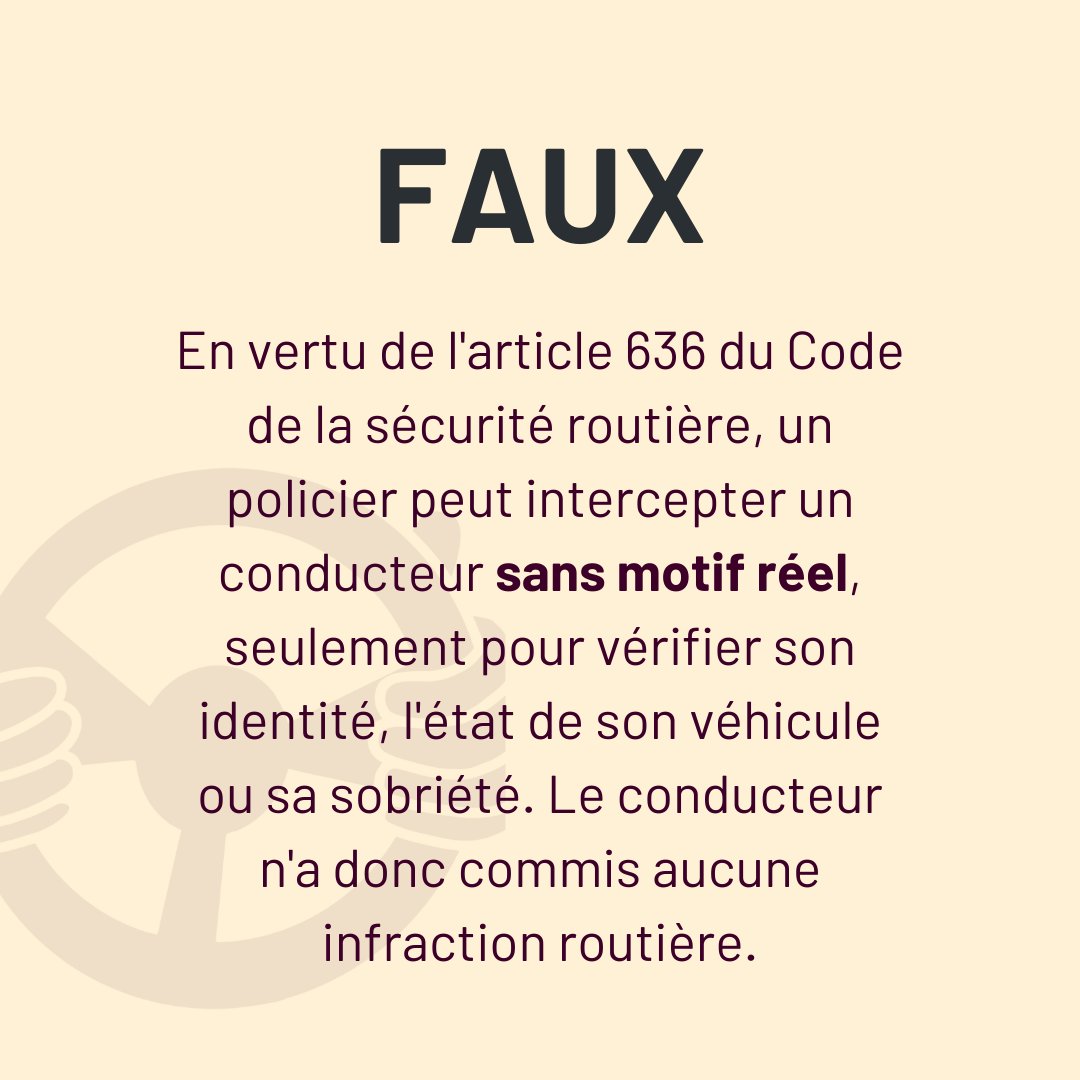 ODP_profilages's tweet photo. 🚔Vrai ou faux ?
"Si la police intercepte quelqu'un, c'est parce qu'elle a commis une infraction routière." Découvrez la réponse à travers ce carrousel dans le cadre de la campagne "Bloquons la route au profilage au volant". #Profilageauvolant #ODP #AffaireLuamba #profilageracial https://t.co/r0ZVqy59FK