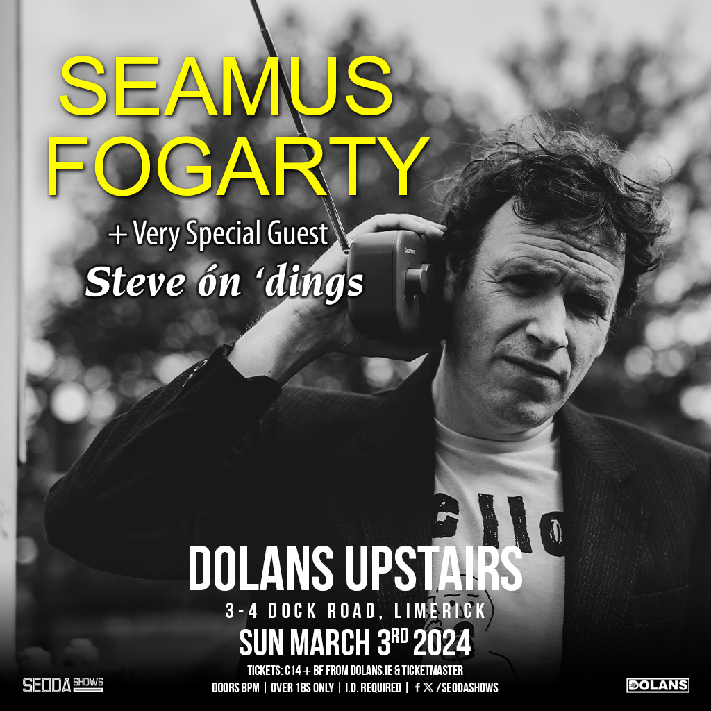 *** SHOW REMINDER & Very Special Guest Added! *** SUPER DELIGHTED to add Steve ón 'dings as Very Special Guest to @seamusfog Dolans Upstairs This coming Sunday March 3rd 2024! doors 8PM Tickets from @mydolans ,@TicketmasterIre & HERE NOW: dolans.yapsody.com/event/index/80… 💚💚💚