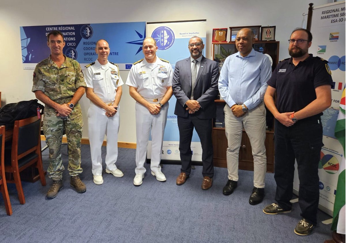 Regional Coordination Operations Centre (@rcoc_center) on Twitter photo On Tuesday, February 26th, 2024, the <a href="/RCOC_Center/">Regional Coordination Operations Centre</a> had the honor of hosting a planning meeting with the U.S Naval Forces Africa representatives for the 14th Cutlass Express Exercise 2024 sponsored by <a href="/USNavyEurope/">U.S. Naval Forces Europe-Africa/U.S. 6th Fleet</a>
<a href="/commission_coi/">Commission de l’océan Indien COI_IOC</a> <a href="/RMIFCenter/">RMIFC</a> <a href="/MASE_programme/">#MASE Programme</a> On Tuesday, February 26th, 2024, the <a href="/RCOC_Center/">Regional Coordination Operations Centre</a> had the honor of hosting a planning meeting with the U.S Naval Forces Africa representatives for the 14th Cutlass Express Exercise 2024 sponsored by <a href="/USNavyEurope/">U.S. Naval Forces Europe-Africa/U.S. 6th Fleet</a>
<a href="/commission_coi/">Commission de l’océan Indien COI_IOC</a> <a href="/RMIFCenter/">RMIFC</a> <a href="/MASE_programme/">#MASE Programme</a>
