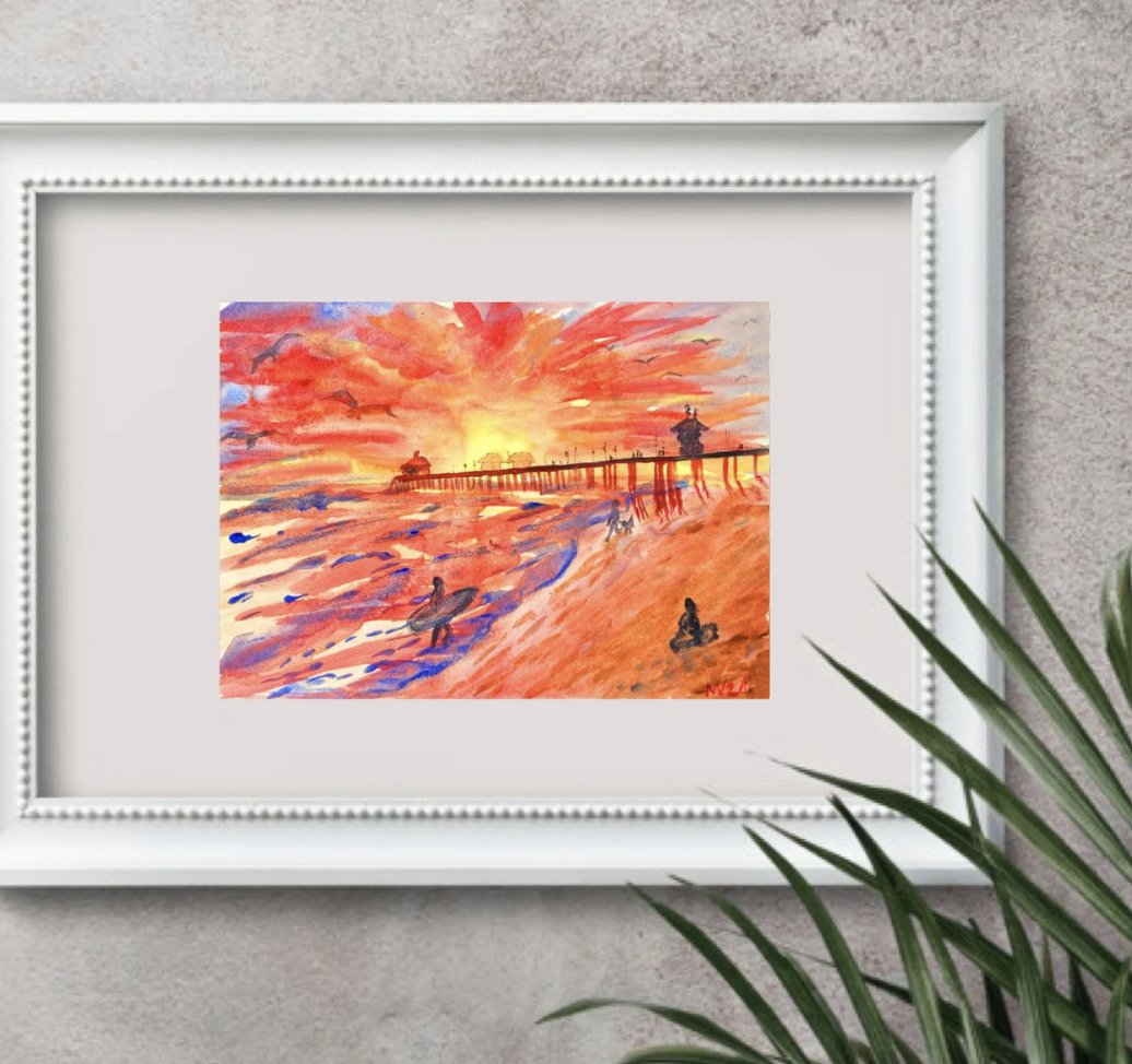 MargaryArtist's tweet photo. https://t.co/smQyuon64G 

#Beach #Painting #California #Sunset #OriginalArt #Watercolor #Ocean #Pier #Artwork #SeascapeArt #CaliforniaArt CA Red #Wall #Artwork #byMargaryShopUS https://t.co/tnCqX3EOwQ