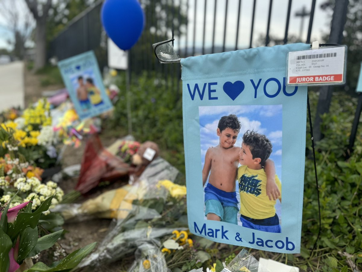 I found it exceptionally moving that a juror left their badge at the memorial for Mark and Jacob Iskander, at the crash site in Westlake Village. The evidence was traumatic for all and the jury didn’t shy from their responsibility. #rebeccagrossman