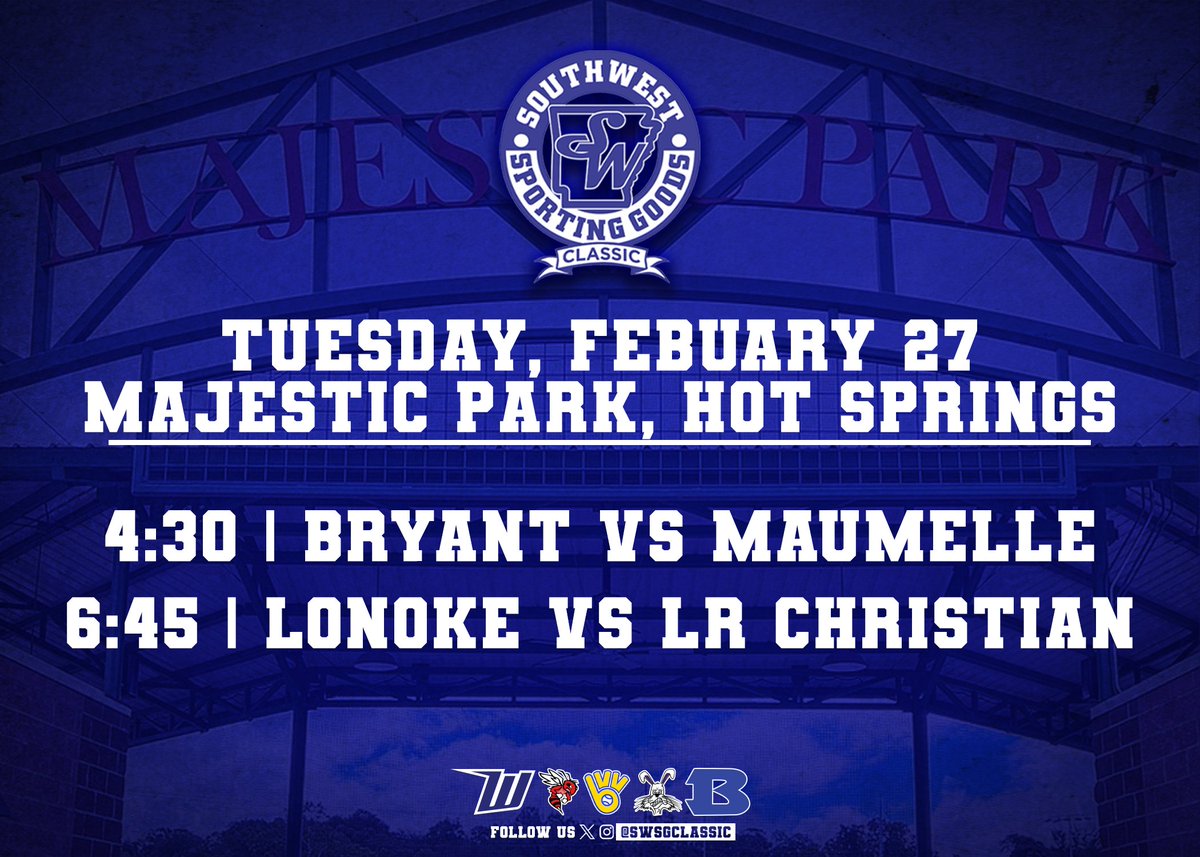Today is the first day of the 2024 Southwest Sporting Goods Classic at beautiful @MajesticParkHS. @ClubRbi vs @BaseballAtMHS and @LonokeBsb vs @LRCAbaseball