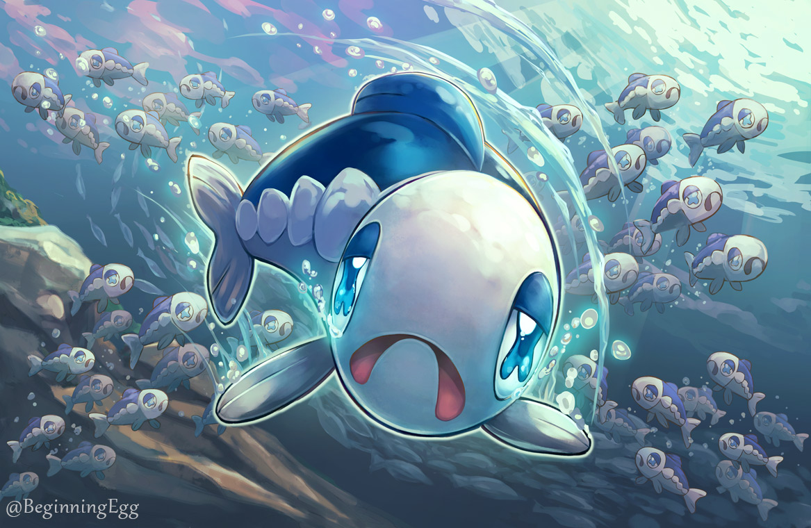 no humans pokemon (creature) bubble open mouth underwater blue eyes air bubble  illustration images