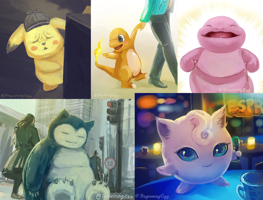 ピカチュウ「ポケモン28周年とのことで、過去に描いたポケモン絵をぺたり。4枚目は名探偵ピカチ」|猫囃子🐱Nekobayashi/イラストレーターのイラスト
