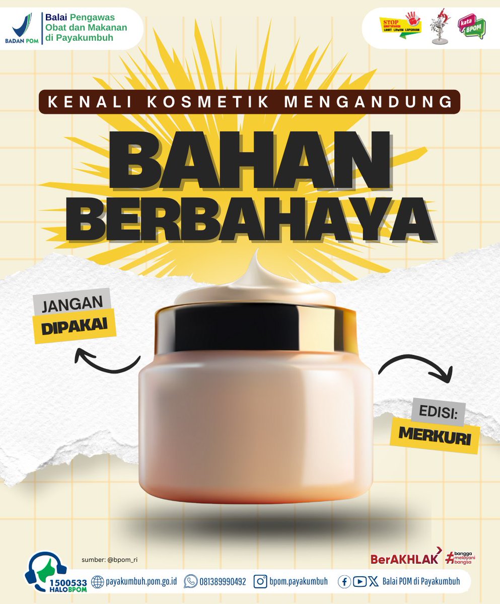 bpompayakumbuh's tweet photo. hallo #dunsanakbpom
apakah dunsanak pernah dengar tentang kosmetik bermerkuri, sebenarnya apa sih bahayanya?
yuk baca infografis berikut

#kosmetik
#kosmetikberbahaya 
#kosmetikmengandungmerkuri merkuri 
#konsumencerdas https://t.co/yu5ihR8Clv