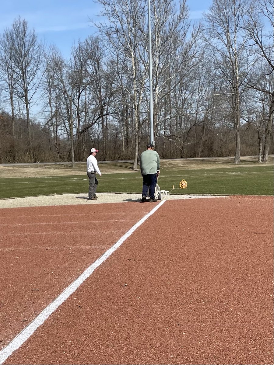 Last Saturday we hosted our indoor championships. Monday 70 &amp; sunny - why not lay out our throws venues! Meet in less than three weeks! Great grounds crew in John Walton &amp; his assistant Kelsey.