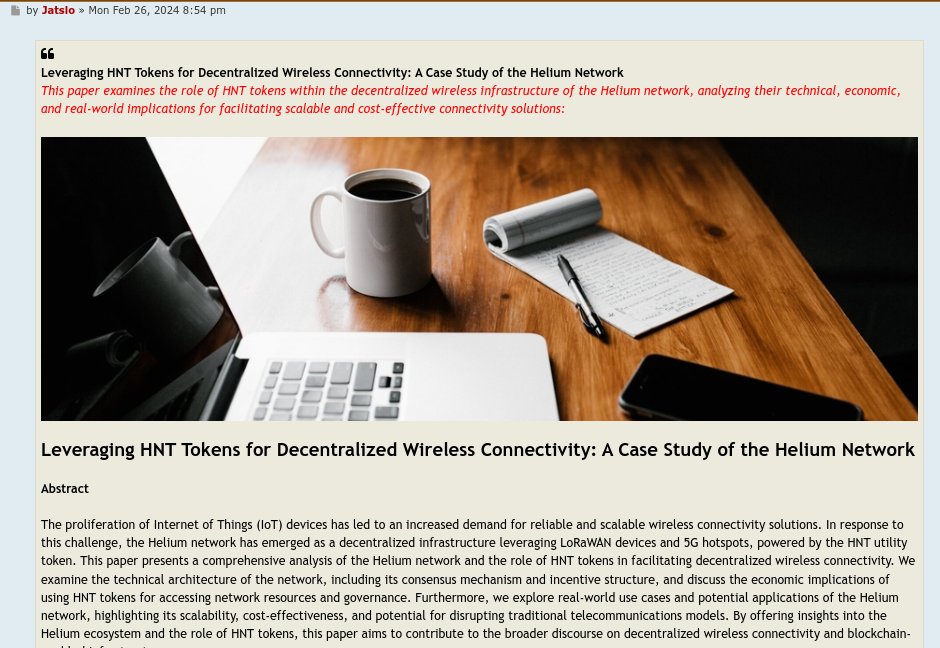 Jatslo's tweet image. 📡 Excited to unveil our latest paper exploring the 🎈 Helium network and its transformative role in decentralized wireless connectivity! 🌐 Discover how HNT tokens empower communities and drive...🚀 #DecentralizedConnectivity #HNT #WirelessRevolution 📱

algorithm.xiimm.net/phpbb/viewtopi…