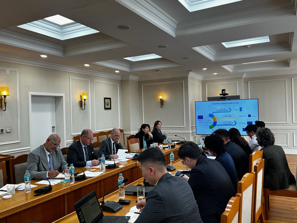 🇪🇺The European Union and 🇲🇳Ministry of Finance of Mongolia discussed partnership activities, including three new Financing Agreements set to be implemented in the agroforestry, judiciary, and public finance management sectors, and implementation of the EU Budget Support.