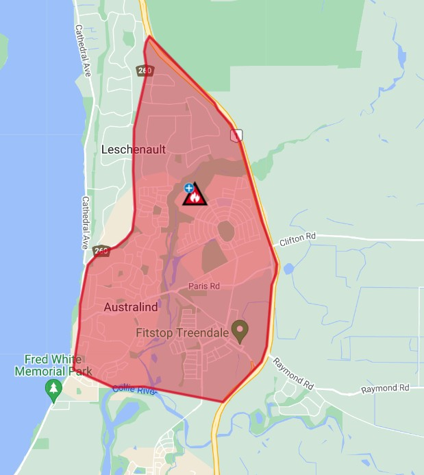 JayStill4's tweet photo. 🔥#Bushfire #EMERGENCY #WARNING z
#Forrest Highway to the east, #Collie River to the south and Old Coast Road to the west in #AUSTRALIND in the SHIRE OF #HARVEY https://t.co/Aa3jx8BMYC