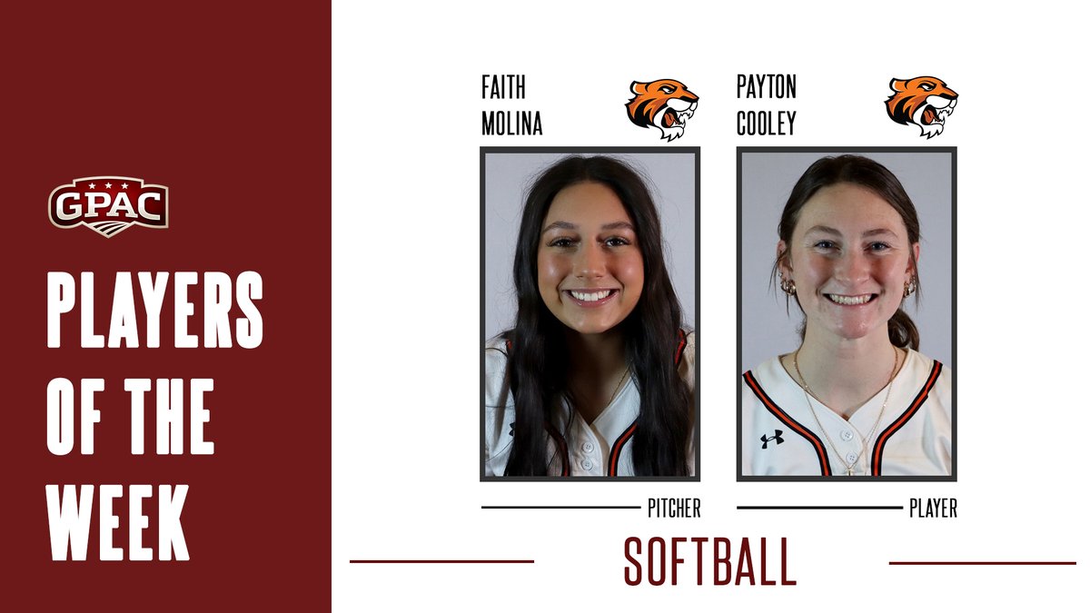 Great Plains Athletic Conference (@gpacsports) on Twitter photo SOFTBALL: Week 1 Honors - (Pitcher) Faith Molina and (Player) Payton Cooley, both of <a href="/DoaneAthletics/">Doane Tigers 🐯</a>.
Complete Release:
bit.ly/gpac-sb01 SOFTBALL: Week 1 Honors - (Pitcher) Faith Molina and (Player) Payton Cooley, both of <a href="/DoaneAthletics/">Doane Tigers 🐯</a>.
Complete Release:
bit.ly/gpac-sb01