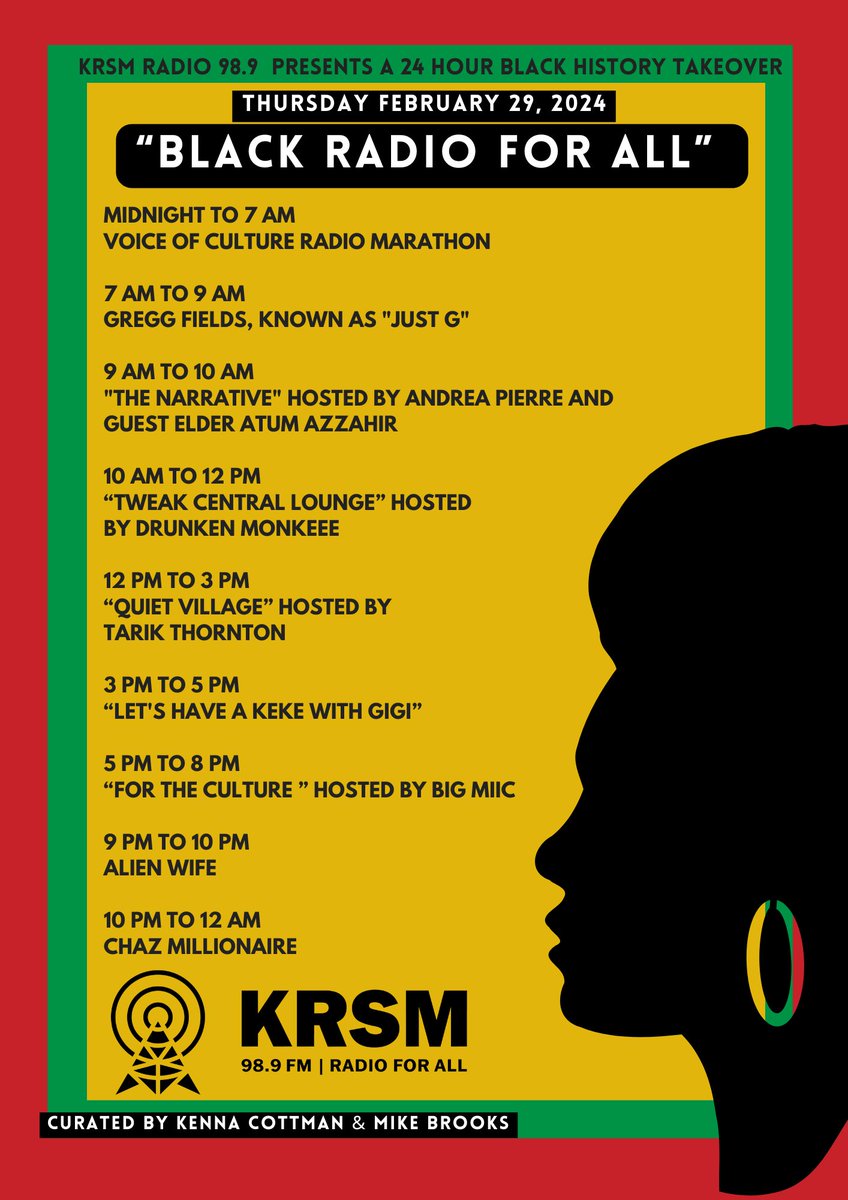 KRSMradio's tweet photo. Leap into "Black Radio For All" on KRSM February 29th! Win Katt Williams w/ special guest Mo’nique Friday April 5th at the Target Center tix! 3 ways to win. Listen to KRSM 98.9 or share our flyer on social media and DM us your email to win. Winners must be 18 years old. https://t.co/98KNw5DPSJ