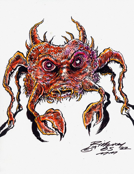 Thedocbot's tweet photo. #MondayMonster sort of day and past drawings still #ForSale 8.5x11 on slick paper. $20 plus postage to your area! Chills! #monsters #monsterart #painting #MonsterMonday #artforsale #originalart #draw #horror #HorrorCommunity #drawrick #artforsalebyartist #colorinkdrawing https://t.co/IiQ6Iusajs