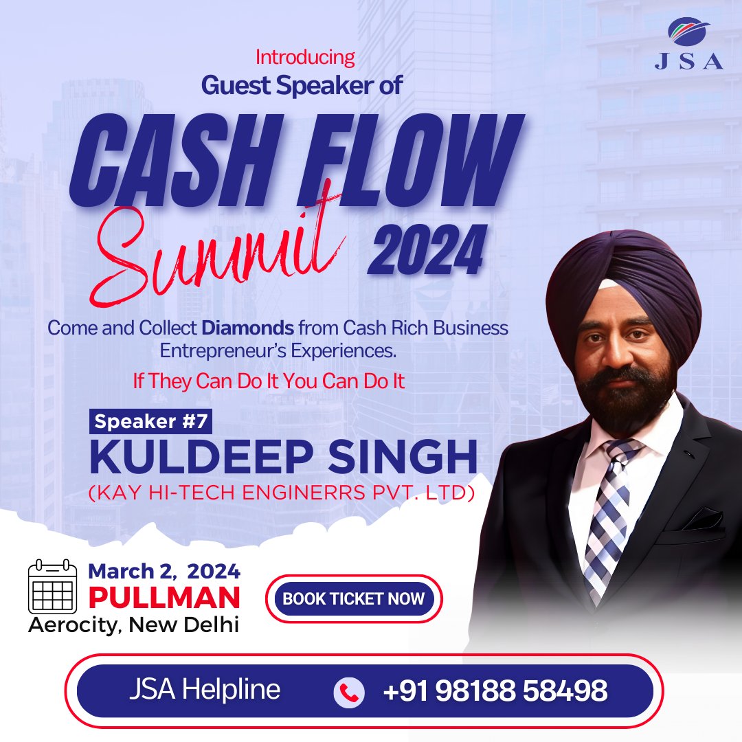 I'm Very excited to announce our #7 GUEST SPEAKER at CASH FLOW Summit 2024.

Mr. Kuldeep Singh ((KAY HI-TECH ENGINERRS PVT. LTD))

Reserve your Seat: bit.ly/kuldeep-singh-…

#CashFlowSummit #CashRichBusiness #CashFlow #event #Summit #BusinessNetwoking