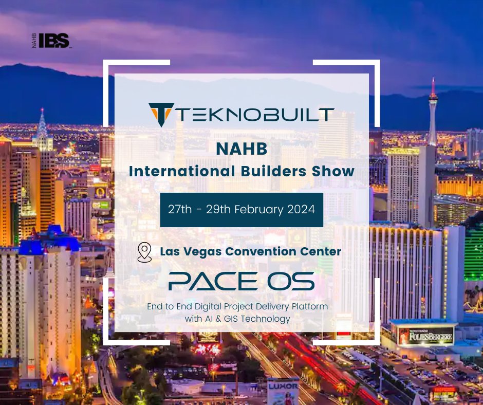 Teknobuilt is at IBS International Builders’ Show in Vegas from Feb 27! 

Join Yogesh Srivastava &amp; Tetiana Baksheieva unveiling PACE™ digital solutions at Booth C3246, transforming construction safely, smartly, &amp; sustainably.

Connect with experts &amp; explore innovations. #IBS2024