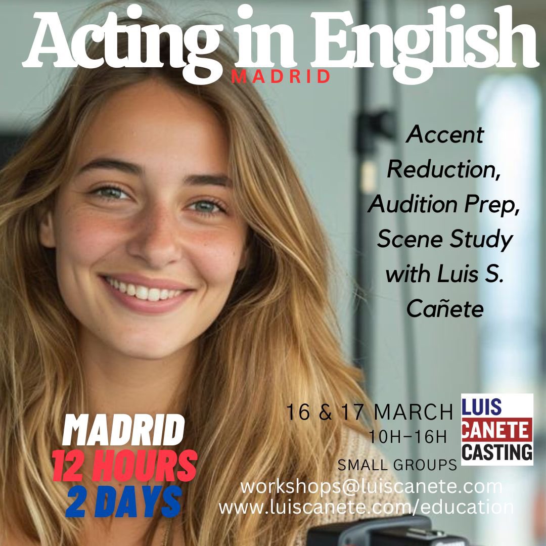 ACTING IN ENGLISH WORKSHOP—MADRID &amp; BARCELONA. #actorslife, #actors, #casting, #castingvalencia, #castingsmadrid, #castingbarcelona, #actingclass, #actinginenglish, #internationalactor.🏆🎬🎉🥂

Workshops@luiscanete.com 
REGISTRATION: forms.gle/RqwyusaXMpQGnp…