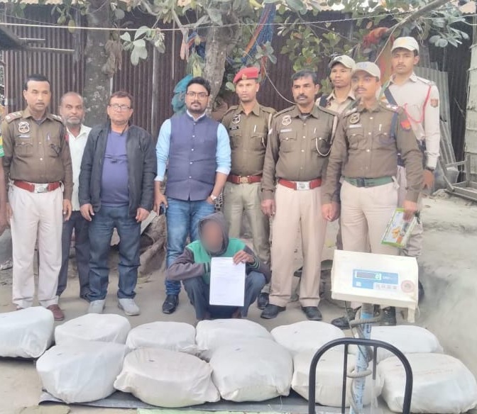 A team of Sarthebari PS led by SI(P) Bishal Barman has apprehended one Anil Mandal (62 years) s/o- Lt.Sudhanya Mandal of Vill- Gho Block under Sarthebari PS alongwith 11 nos of white plastic polythene full of Cannabis (Ganja), net weight 54.890 Kg which was seized from his House.…