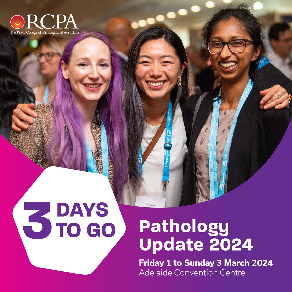 PathologyRCPA's tweet image. Are you ready for Pathology Update 2024? Only 3 more days before we kick off Pathology Update 2024 #AnswersInAdelaide! What events or presentations are you looking forward to seeing at #PathUpdate2024? See the scientific program rcpa.me/PathUpdateProg… #PathTwitter