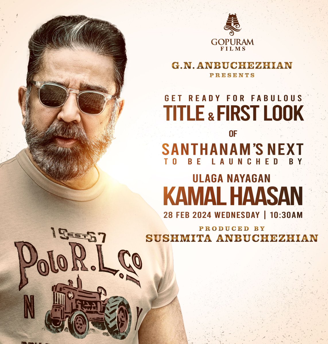 Excitement at its PEAK💥
The Title & First Look of my next will be released by the connoisseur of Indian Cinema🤩 #Ulaganayagan @ikamalhaasan sir 😇 Tomorrow(28th Feb) at 10:30 AM🔥

Presented by the One & Only @gopuramfilms #GNAnbuchezhian sir, Produced by #SushmitaAnbuchezhian…