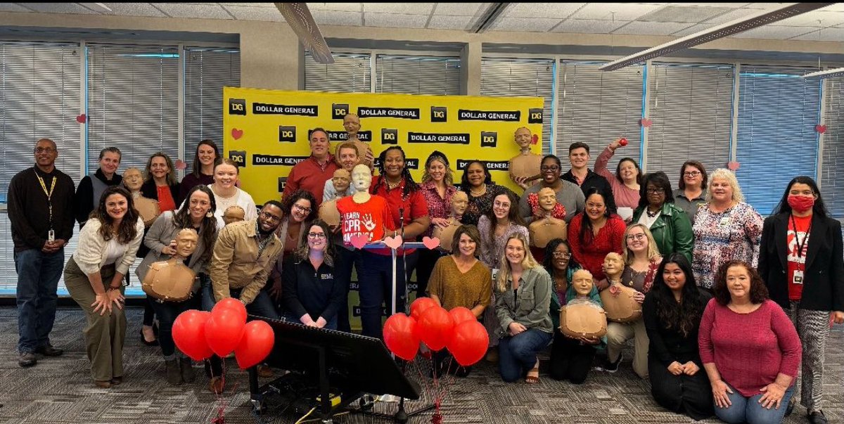 KatherineYBrown's tweet photo. 👏 Dollar General! CPR– or Cardiopulmonary Resuscitation – is an emergency procedure performed when the heart stops beating. Immediate CPR can double or triple chances of survival after cardiac arrest.
#drkatherineybrown
#LearnCPRAmerica
#DollarGeneral @DollarGeneral https://t.co/LYmNkqqd4c