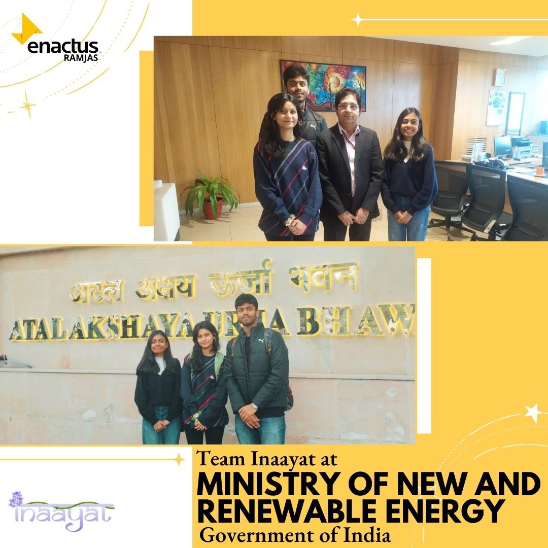 Enactus Ramjas had the honour of meeting Mr. Arun Kumar Tripathi at @MNREIndia.
Team Inaayat is appreciative of being able to present the project to him and grateful for the insights gained.
His recognition fuels our passion to make positive impact in the society.
#EnactusRamjas