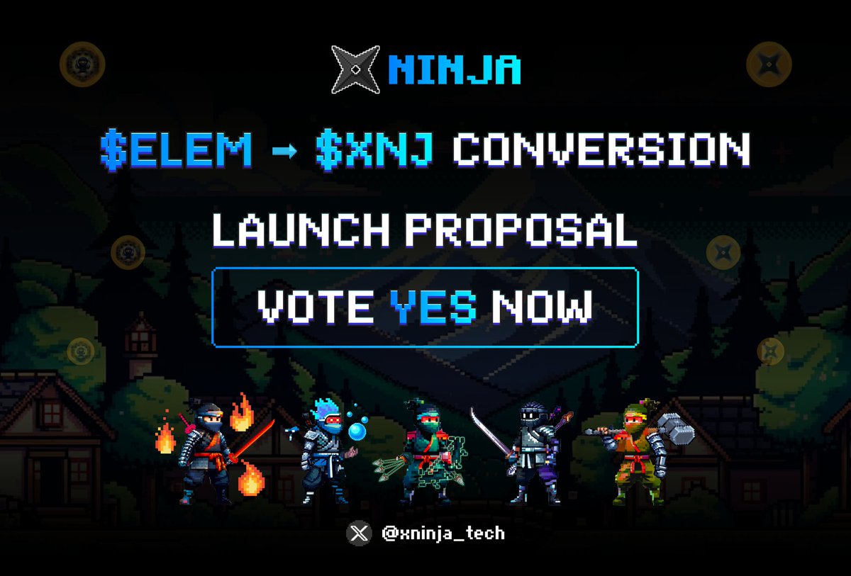 xninja_tech's tweet image. Let's vote Yes on $ELEM -&amp;gt; $XNJ conversion launch proposal, Ninjas 🥷
hub.injective.network/proposal/352/ ✅

This mechanism will push users growth &amp;amp; commitment, prevent $XNJ inflation and sustain #xNinja game economy in long term 🚀

All for Ninjas &amp;amp; 500k game players goal 🎯