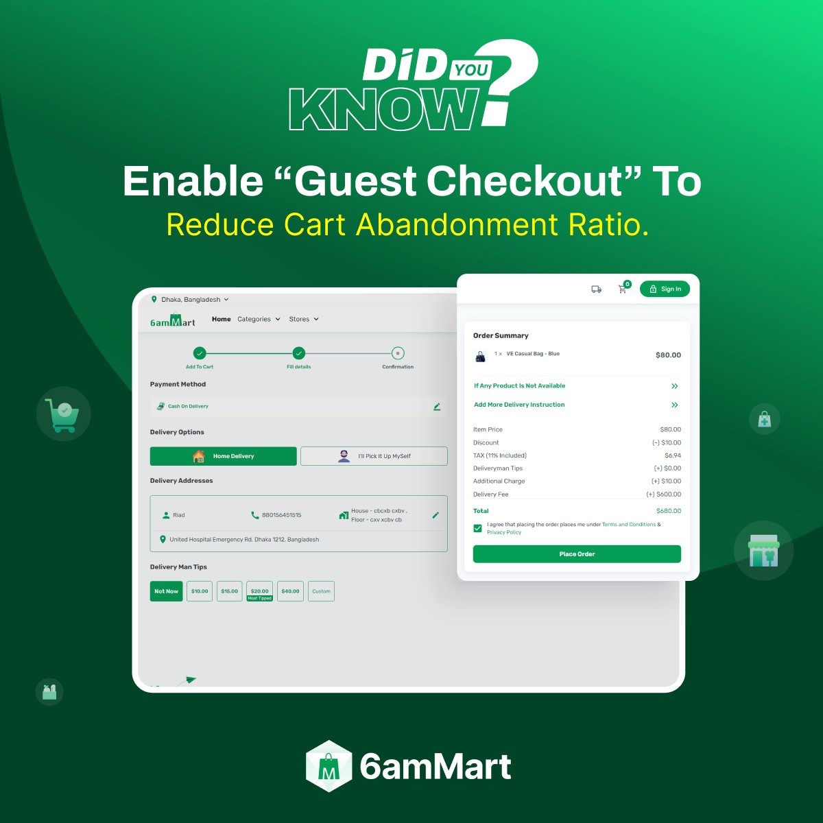 6amTech's tweet image. Seamless shopping ahead! 🛒✨ Introducing our new guest checkout feature – quick, easy, and hassle-free. Because we believe in saving you time for what truly matters – finding your perfect picks! #ShopSmart #GuestCheckout #ECommerce"

Visit: 6ammart.app