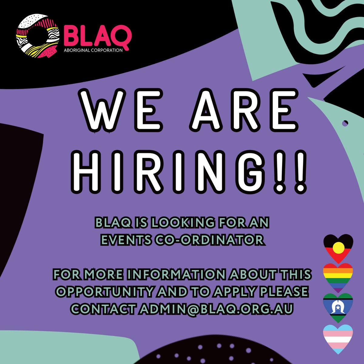 Events expert? Social superstar? Gala guru? BlaQ is looking for an Events Co-ordinator. Join the growing team at BlaQ as an Events Co-ordinator. Read the PD below and apply via email to admin@blaq.org.au blaq.org.au/employment/