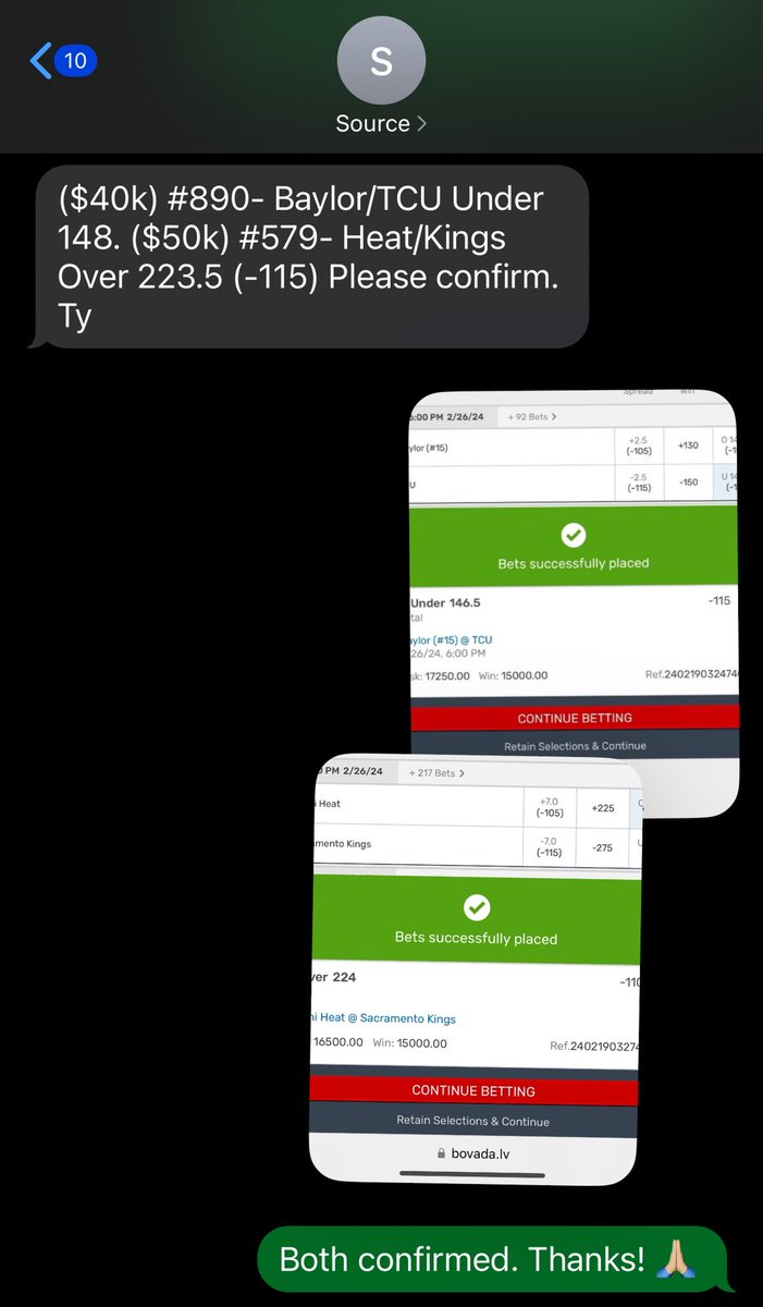 TweetyFades's tweet photo. 15* Tri-Fecta Complete🎯

15* MIA/SAC Over 224✅
15* BAY/TCU Under 136.5✅
15* MCNS/LAM Under 148.5✅

Please retweet, like and leave a comment so I know who to send my 15* play for tomorrow.🙏🏼 https://t.co/M5gcXMqddX