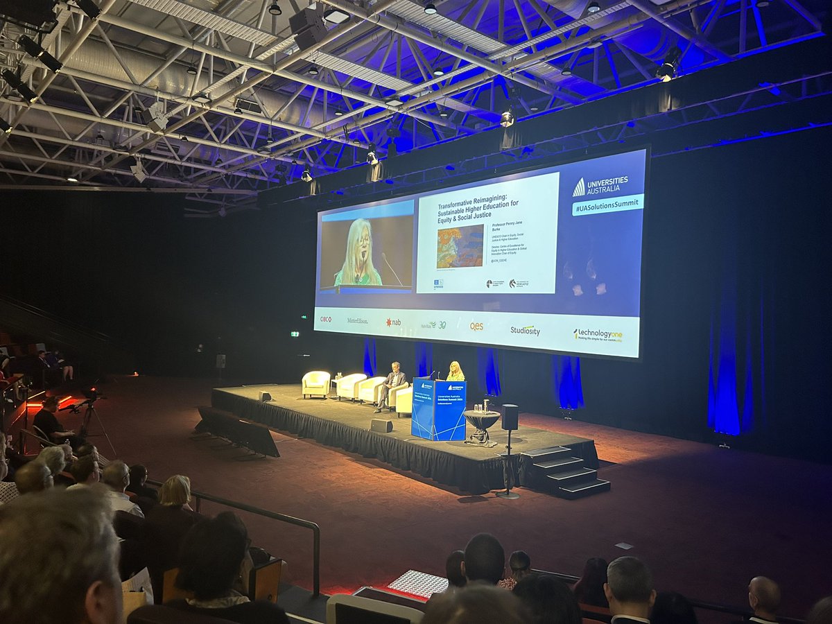 Penny Jane Burke from <a href="/UON_CEEHE/">CEEHE</a> asking us to rethink our fundamental purpose as higher educators, recognising that social justice is a key pillar of a mass tertiary education system.  #UASolutionsSummit