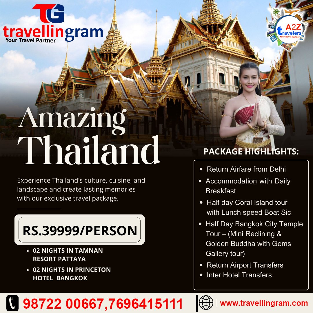 ✨✨✈Amazing Thailand Package✨✨✈
#flights #airtickets #tourist #visas #tourism #honeymoon #honeymoonpackages #familyvacation #holidaypackages #travellingram #a2ztravelers #europe #nature #instagood