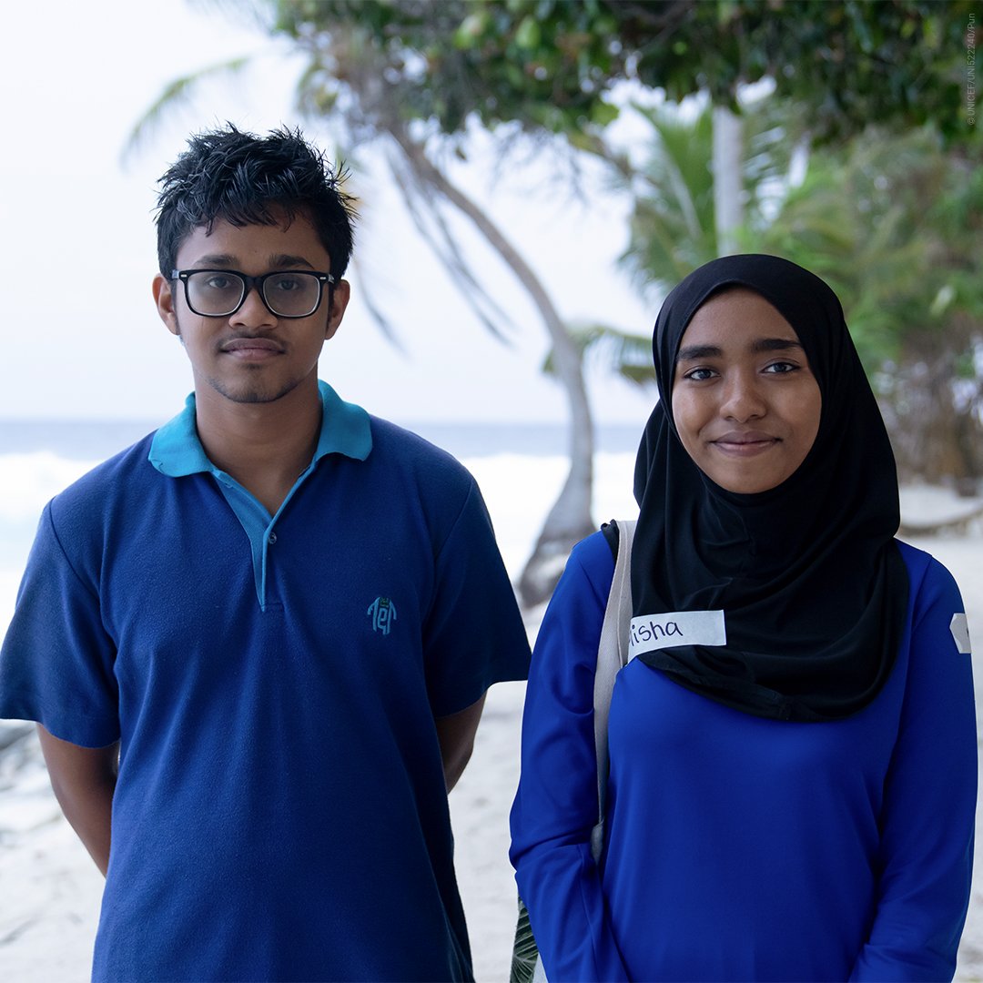 Meet the Climate Guardians Shaihan and Misha! In Maldives, UNICEF is working with 130 young activists – and providing them with skills and support – to act as the islands’ climate guardians and contribute to the fight against climate change.