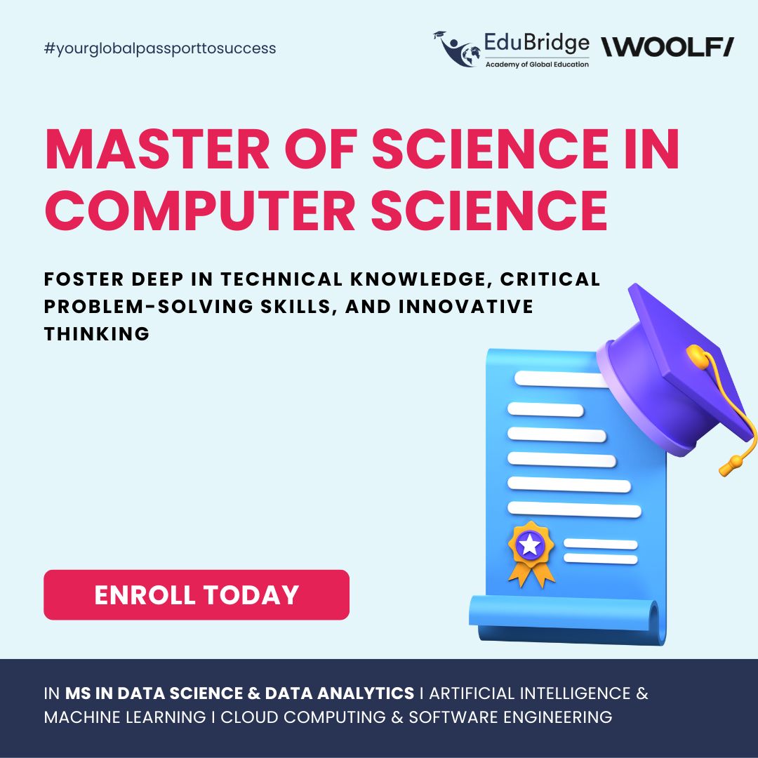 EduBridgelearn's tweet image. Enhance your expertise with our Online Master of Science in Computer Science degree, complete with ECTS credits!
Enroll now @ bit.ly/3wrdrSp and unlock the door to limitless possibilities!
#MSComputerScience #FlexibleLearning #ComputerScience #OnlineMS