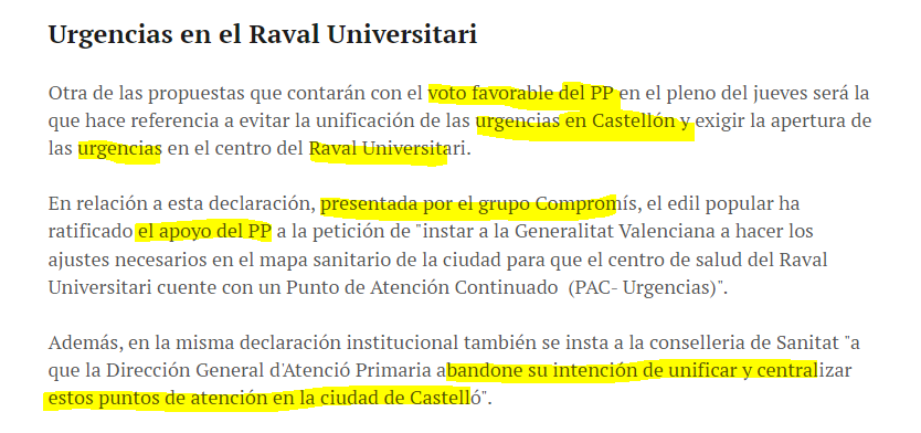 Raúl Ferrando, Marciano Gómez
<a href="/FerrandoRau/">RAUL FERRANDO</a> <a href="/GVAsanitat/">GVA Sanitat</a> <a href="/GVAdepsalutcs/">GVASalutCastelló</a>

Unanimitat de tots els grups municipals,  queixes dels veïns:
ravaluniversitari.org/reclamacions-u…

Castelló vol 3 PAC, no 1.

Moltes gràcies,
 <a href="/AjuntCastello/">Ajuntament de Castelló</a> <a href="/CompromisCS/">Compromís per Castelló</a>
 <a href="/begonacarrasco/">Begoña Carrasco</a> <a href="/GrupoPopularCS/">Grupo Popular Castellón 🇪🇸PPCS</a>
<a href="/PSPV_CS/">PSPV-PSOE Castelló /♥</a> <a href="/vox_cv/">VOX Cortes Valencianas</a>