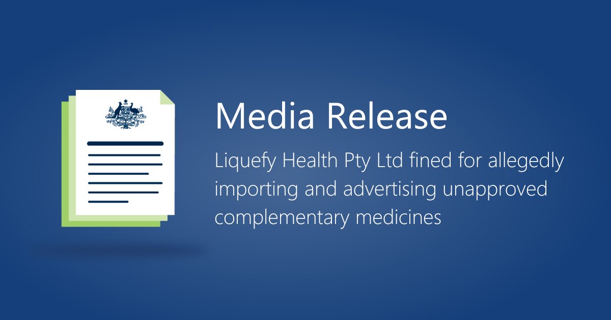 We have issued 4 infringement notices totalling $75,120 to Liquefy Health Pty Ltd for the alleged unlawful importation and advertising of 2 unapproved complementary medicines. Read more: tga.gov.au/news/media-rel…