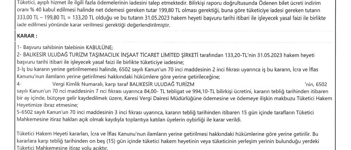 Engelli şehirlerarası otobüs firması gişeden hiç indirim yapmadı 3 seferde ve bakanlık cevabı ile thh gittim ve emsal gibi karar lehime sonuçlandı ve tihek kurumuna başvurdum bekliyorum. Firma ücreti ödeme bekliyorum. Emsal 2'ci karar. <a href="/aydinagaoglu/">Aydın Ağaoğlu (DM KAPALI)</a>
 <a href="/tukonfed/">Tüketici Konfederasyonu</a>
 <a href="/Sedattulum/">Sedat T</a>