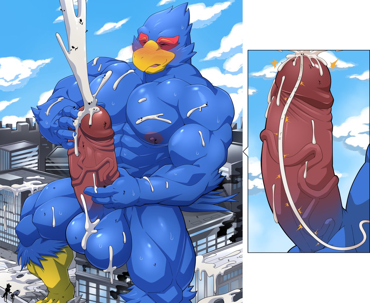 Macro Falco cock voring micros and jerking off in the city. (@Chokeylover Maldu's commission arts for me.)