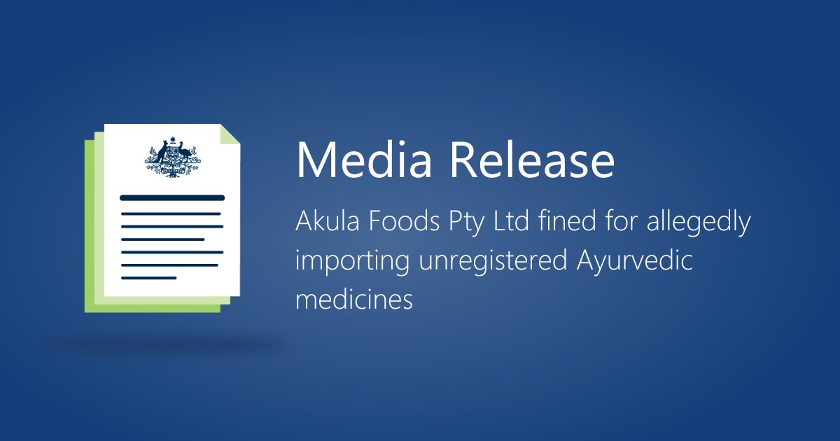 We have issued 2 infringement notices totalling $37,560 to Queensland-based company Akula Foods Pty Ltd for the alleged unlawful import of unregistered complementary medicines. Read more: tga.gov.au/news/media-rel…